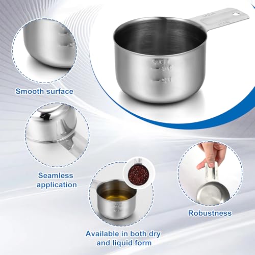 Vaso medidor de acero inoxidable 240 ml con mango miniatura 3
