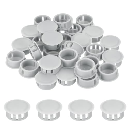 Image of MECCANIXITY 64PCS 20mm(13 /16 inch) Light Gray Plastic Hole Plugs, Flush Type Panel Hole Plugs Insert End Caps for Locking Hole Tubes Furniture Cabinet
