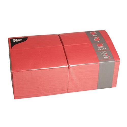 1000 tovaglioli di carta con 3-strati 1/8-C 33 x 33 cm rosso (84578)
