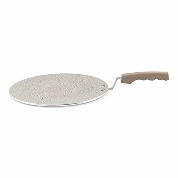 Shri & Sam Rockline Induction Compatible Aluminium Non-Stick Multi Tawa, 3 Layers Coating, 31 cm, Light Brown