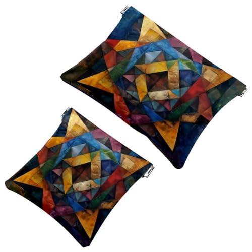 Star of David - Trousse per cosmetici tascabile impermeabile da viaggio senza cerniera da donna Multicolore 04 7.1x5.8 pollici