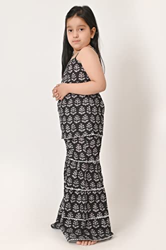 Image of Printed Cotton Sharara Set for Kids, Traditional Dresses Set for Baby, Ethnic Outfits for Girls, Sleeveless Kurti Set