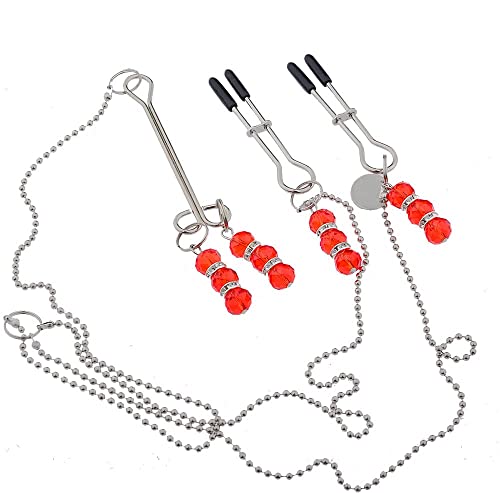 Nipple Clips With Chain, Adjustable Weight Metal Nipple Clamps For Women, Non Piercing Breast Stimulation Clamps For Couples Flirting Toys Nipple Jewelry (Purple-B) #TOP2