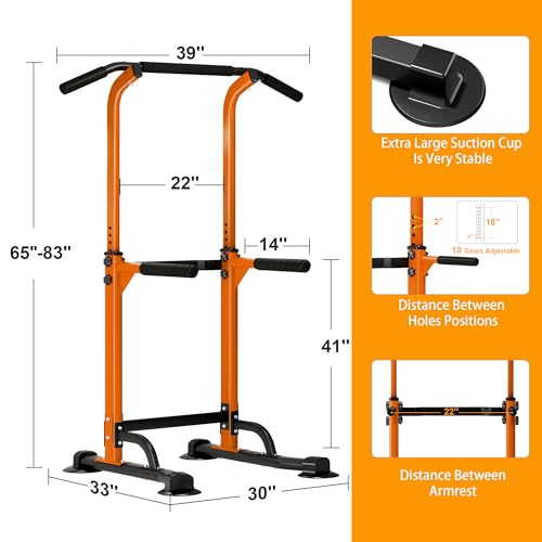 Image of DlandHome Power Tower Pull Up Dip Station Multi-Function Fitness Equipment for Strength Training Adjustable Height Dip Stand for Home Gym