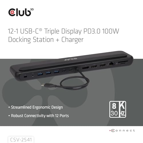 Station d'accueil USB-C Club3D CSV-2541 Triple Display avec alimentation 100W - 5