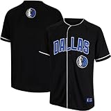 Ultra Game NBA Official Men’s Super Soft Button Down Baseball Shirt, Dallas Mavericks, Black, Small