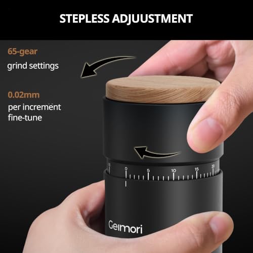 Image of Burr Coffee Grinder,Wirsh Portable Electric Grinder Geimori T38 Plus,Espresso Grinder with Conical Burr,Stepless Grind Settings from Fine to Coarse for Espresso,Drip,French Press (Black)