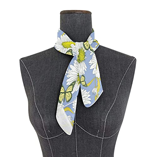 Susiyo G277666062P265C302S508 Vintage Butterflies And Chamomiles Square Scarves Silk Scarf Kerchief Hair Headscarves Neckerchief thumb #2