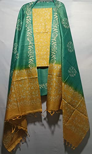 Image of STB-SILK TEXTILES BHAGALPUR Women's Bhagalpuri Cotton Silk Batik Print Unstitched Salwar Suit Dress Material With Dupatta | Women's Dress Material For Girls