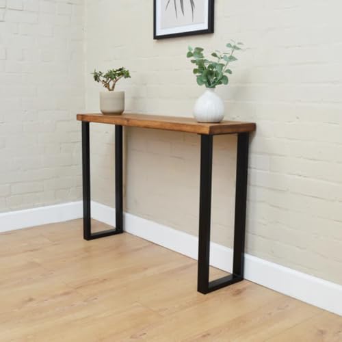 Image of Solid Sheesham Wood Console Table - 70W x 23D x 88H cm | Industrial Modern Design for Bedroom, Living Room, Entryway | 30mm Thick Tabletop | Decorative & Functional