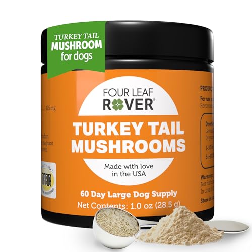 Turkey Tail Mushroom for Dogs - Whole, Organic Mushroom Extract - Over 50% Beta-Glucan - Third Party Tested, Made in The USA - No Grains No Fillers - 60 Day Large Dog Supply