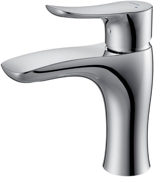Bathroom Mixer, Single-Lever Water-Saving Basin Mixer, Cold & Hot Water Bathroom Faucet Lavatory Vanity Faucet Modern RV Faucet Deck Mount,Chrome