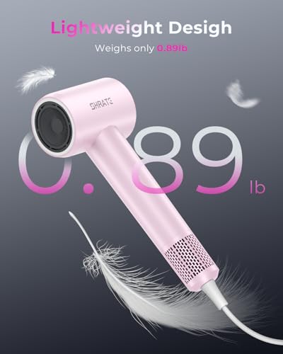 Image of SHRATE Professional High Speed Ionic Hair Dryer | Ultra-Fast Drying | 500 Million Negative Ions | Low Noise | 160000 RPM | Compact Blow Dryer with Magnetic Diffuser for Faster Drying All Hair Types