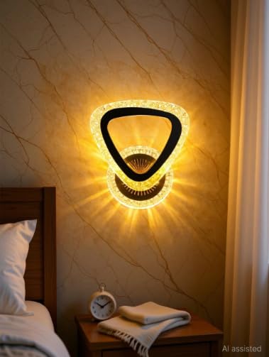 Image of Modern Crystal LED Wall Light, Decorative Indoor Wall Lamp with Warm White Lighting, Stylish Wall Mounted Light for Living Room, Bedroom, Hallway,