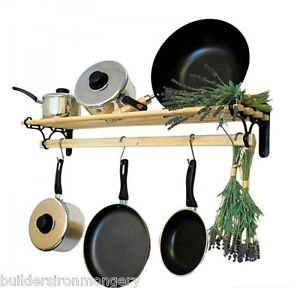 IRONMONGERY WORLD® Traditional Country Kitchen Shelf Pot PAN Rack Holder Hanger with CAST Iron Ends (0.9M/ 3 Foot)