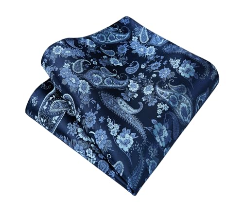 Image of Enlision Ties for Men Floral Tie Handkerchief Cufflinks Set Formal Flower Classic Mens Necktie & Pocket Square Wedding