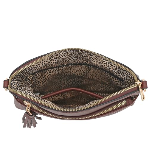 Image of FashionPuzzle Chevron Quilted Medium Crossbody Bag with Tassel Accent