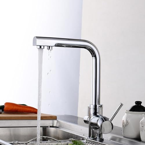 Robinet d'évier de cuisine en laiton 3 voies mitigeur tri-flux