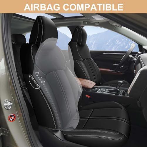 Image of AOMSAZTO Custom Fit Seat Covers for Mazda CX50 2023 2024 2025 CX30 Car Seat Covers Full Set Black Faux Leather Compatible Airbag （New - CX50）