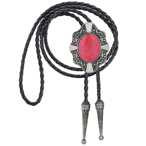 Image of HUABOLA CALYN Native American Bolo tie Rodeo Cowboy Leather Necktie Western Bolo ties for Men Women Necktie for Concert Fans