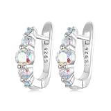 WOSTU 925 Sterling Silver Colorful Zirconia Huggie Hoop Earrings Minimalist Tiny Hoops For Multiple Piercings Secure Clicker Sleep Hoops Jewelry Gift For Women
