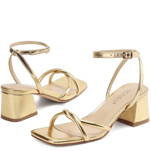 Women's Sandals Strappy Heels for Women Dressy Open Square Toe Comfort Chunky Block Heel Dress Shoes for Prom Party Wedding4