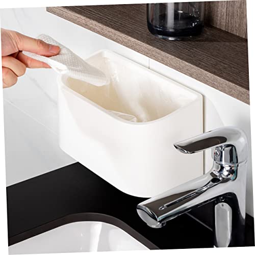 Basurero rectangular compacto blanco para montaje en pared miniatura 4