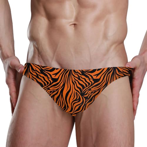 Tiger Stripe Swim Briefs for Men Swimsuit Bikini Swimwear S B04021504