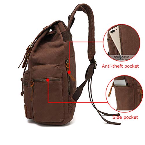 Augur High Capacity Canvas Vintage Backpack - For School Hiking Travel 12-17" Laptop #TOP4