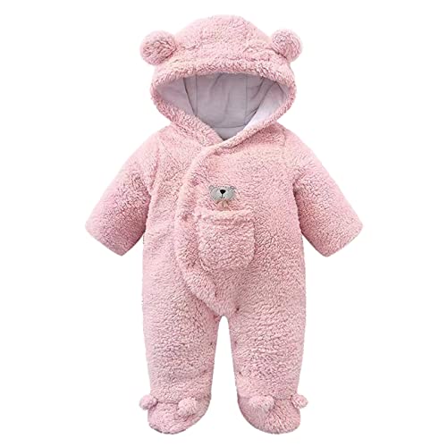 Baby Snowsuit Toddler Snow Suit Infant Boy Puffer Jacket Newborn Winter Coat 2T Baby Fleece Jumpsuit (Pink, 59)2