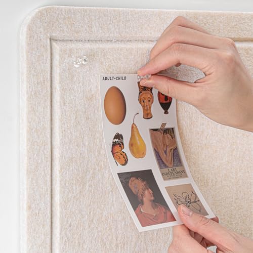 Lightomorrow Bulletin Board, Decorative Felt Pin Board for Wall - Foldable Photo Display Board with Self-Adhesive Tape, Includes 20 Push Pins - Oatmeal 60 x 45 cm image 2