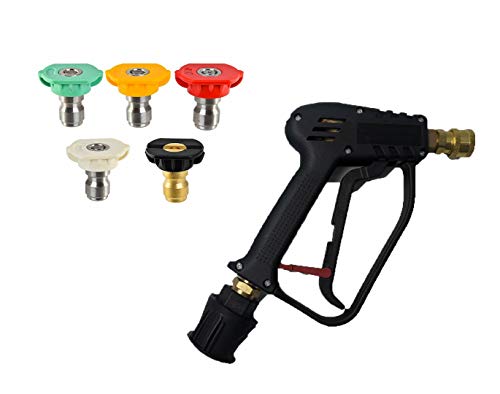 Arandela de Alta presión Pistola pulverizadora de Alta presión y Kit de gatillo de conexión rápida para reemplazar las lavadoras de presión eléctricas Karcher (Conector de manguera M22 14MM)