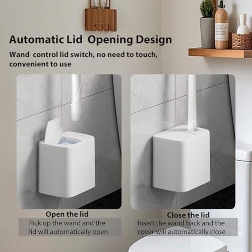 Image of 2 Pack Wall Mounted Holder Fit for Clorox Toilet Wand, Compatible with Clorox Toilet Wand Holder only, Automatic Open and Closing Lid Design, White