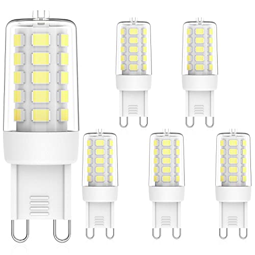 RuLEDne Lot de 5 ampoules LED G9 à intensité variable 6000 K Blanc froid 3 W de rechange 20 W 30 W G9 Ampoules halogènes 220-240 V AC LED G9 Angle de faisceau 360° Lot de 5 Cover