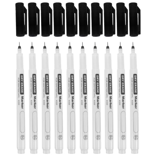 Rotuladores de pizarra negra TEHAUX de punta fina de 0.5 mm para profesores, set de 10 piezas