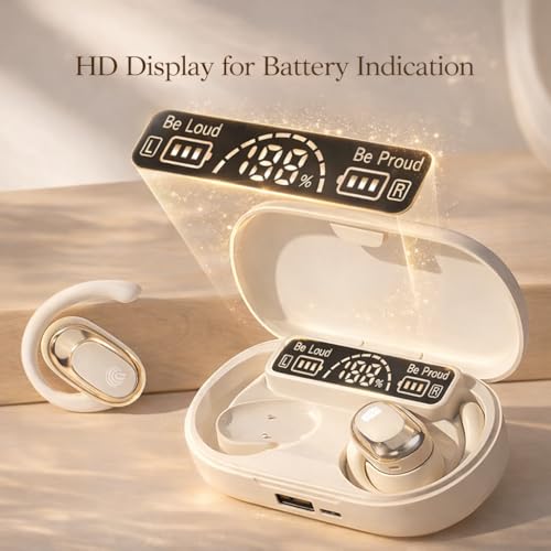 Image of M300 OWS Open Ear Wireless Earbuds with Display, ENC Mic for Crystal-Clear Calls, 60hr Playtime with Type-C Fast Charging, BT5.4 Gaming Bluetooth Earphones, Touch Control Sports Headset (Black)