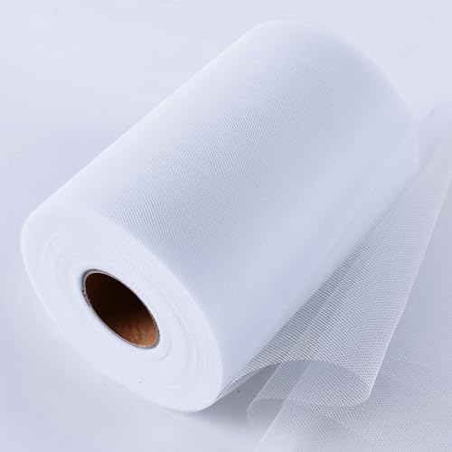 SAYUAN White Tulle Fabric Rolls 6 Inch by 100 Yards (300 feet) Tulle Roll for DIY Tutu Skirt Baby Shower Birthday Party Wedding Decorations Crafts