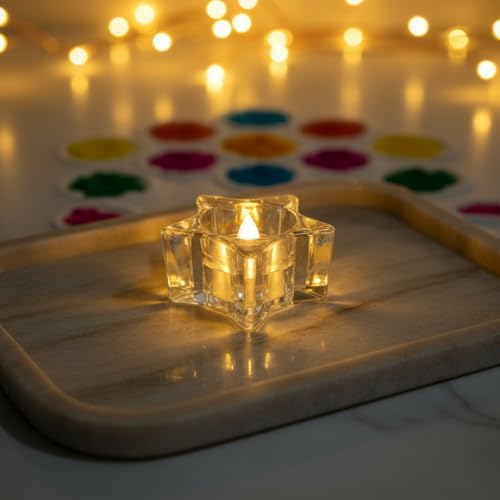 Twinkling Star Crystal LED Diyas | Battery Operated Flameless & S...