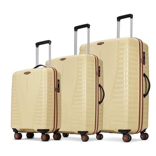 Image of Aristocrat Airpro-Max Set of 3 Cabin, Medium & Large Trolley Bags, Lightweight Polypropylene Case Luggage, 8 Wheels, Combination Lock, Travel-Friendly, 3-Yr International Warranty, Mojave Desert