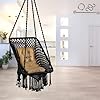 Patiofy Polyester Swing/Swing for Balcony/Jhula/Swing for Adults/Swing Chair for Adults for Home/Swing for Indoor Outdoor Rectangular Swing Chair with Golden L Cushion & Free Hanging Kit -Black