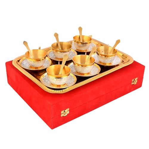 Image of Silver Plated Cup Saucer Set with Tray in Velvet Box | Cup Saucer Set of (6 Cups + 6 Saucer 6 Spoon + 1 Tray) | Luxury Handcrafted | Dishwasher Safe | Ideal for Daily Use & Gifting |