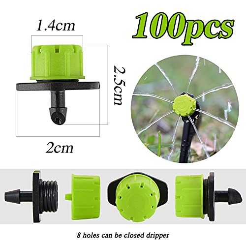 VINFUTUR 100pcs Bewässerung Tropfer Sprinkler Micro Tropfer Garten Bewässerungssystem Tropfbewässerung 8 Loch Micro Sprinklerköpfe