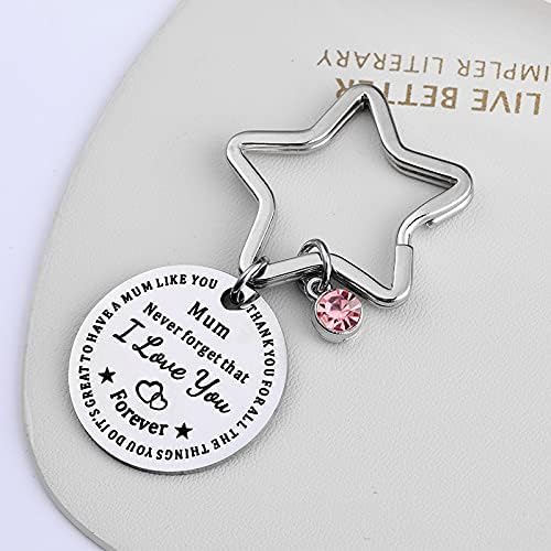 Keyring Gifts for Mum, Mothers Day Presents from Daughter Son, Personalised Birthday Present for Mummy, Thanksgiving Christmas Easter Gift for Mother - Mum, Never Forget I Love You Forever
