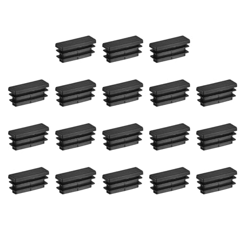 MECCANIXITY 18Pcs Rectangle Plastic Hole Plug, 1 3/16" x3/8"(30x10mm) PE Tubing End Cap Fits 0.5-2mm Thick Furniture Leg Caps Tube Plug Inserts for Metal Legs Tube Chair Table Cover, Black