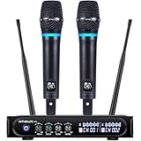 Kithouse ワイヤレスマイク 技適認証済 充電式ダイナミックマイク UHF 10チャンネル 6.35mmレシーバ付き 複数台同時使用ハンドヘルド 無線カラオケマイク 会議 ホームパーティーに大活躍 日本語取扱書付き