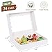 Moretoes 24pcs Bakery Boxes, 14x10x2.5 Inch Treat Boxes with Window for Chocolate Covered Strawberries, Donuts, Pies, Muffins and Pastries (White)