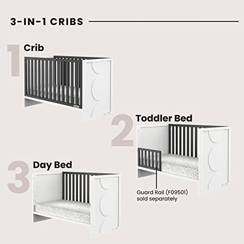 Child Craft Orbit 3 In 1 Convertible Crib, Baby Crib Converts To Day Bed, Toddler Bed, 3 Adjustable Mattress Positions, Non-Toxic, Baby Safe Finish (Ebony/Matte White) #TOP2