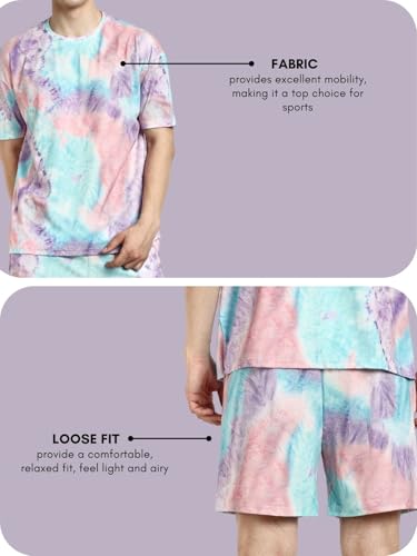 Image of DHRUVI TRENDZ Unisex Co Ord Set | Trendy Night Dress | T Shirt and Short Set Combo Lounge | Stylish Summer Travel Wear | Matching Two-Piece for Vacation