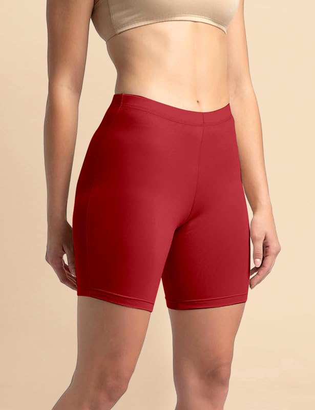 Image of TRENDMALLS Women's High Coverage Super Combed Cotton Elastane Stretch Mid Waist Shorties with Concealed Waistband Cycling Short