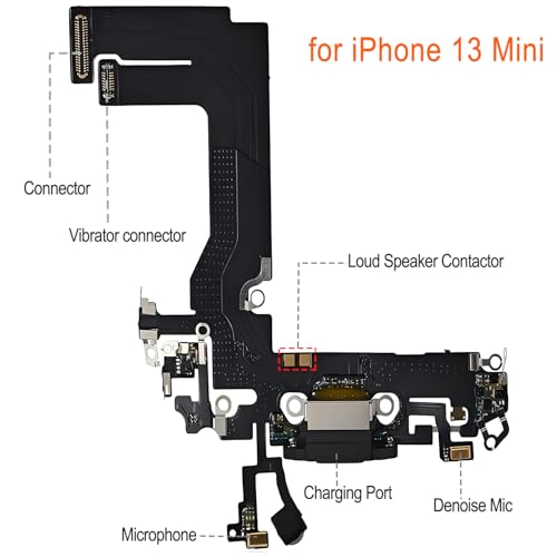 Câble flexible de charge iPhone 13 Mini avec port USB et micro noir